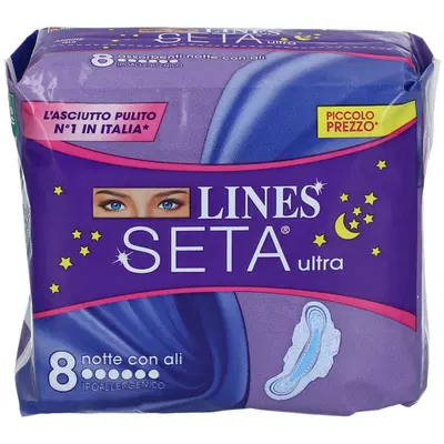 LINES SETA ULTRA ASSORBENTI DA NOTTE 8 PEZZI LINES SETA ULTRA ASSORBENTI DA NOTTE 8 PEZZI