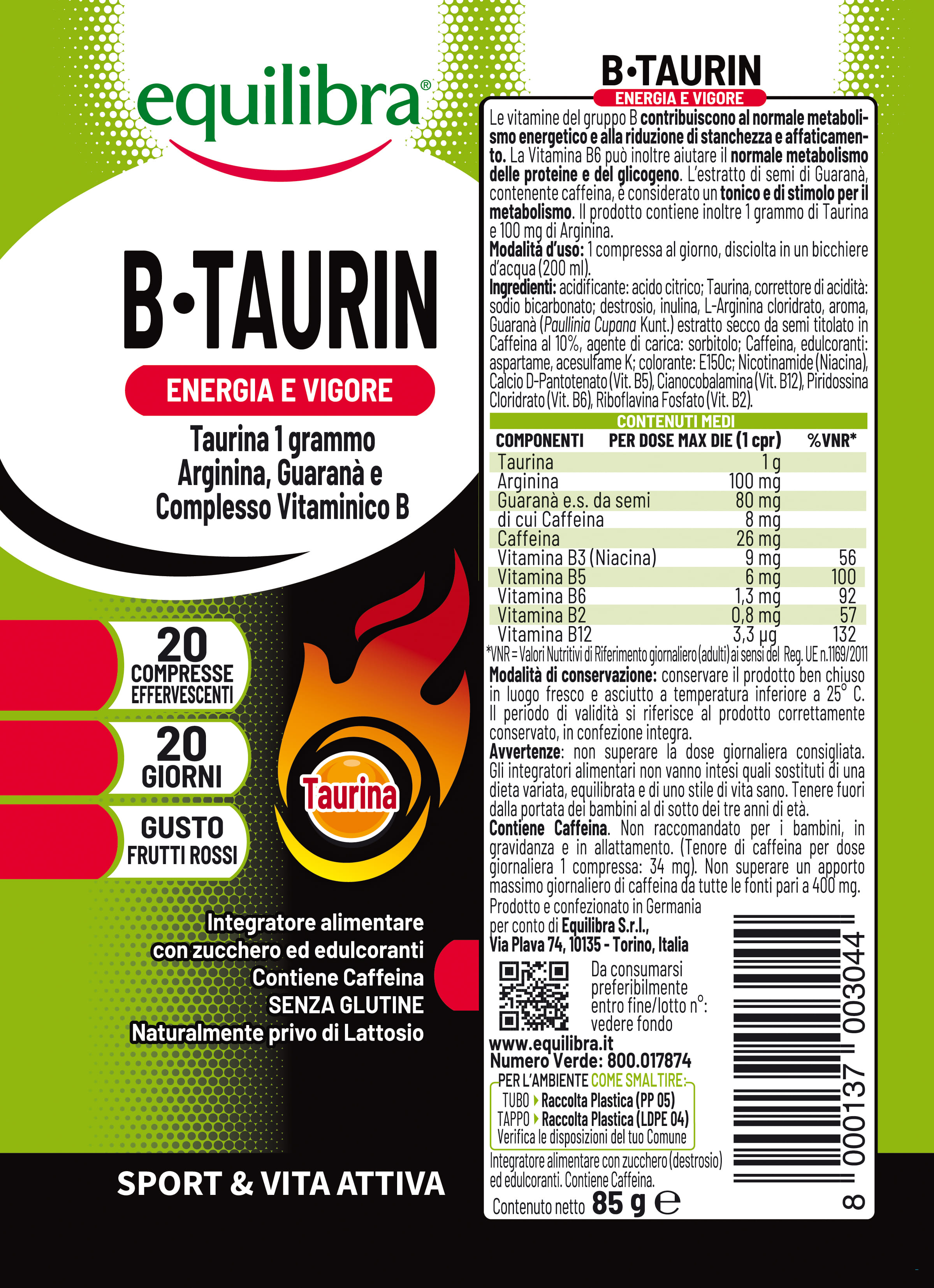 B TAURIN 20 COMPRESSE EFFERVESCENTI