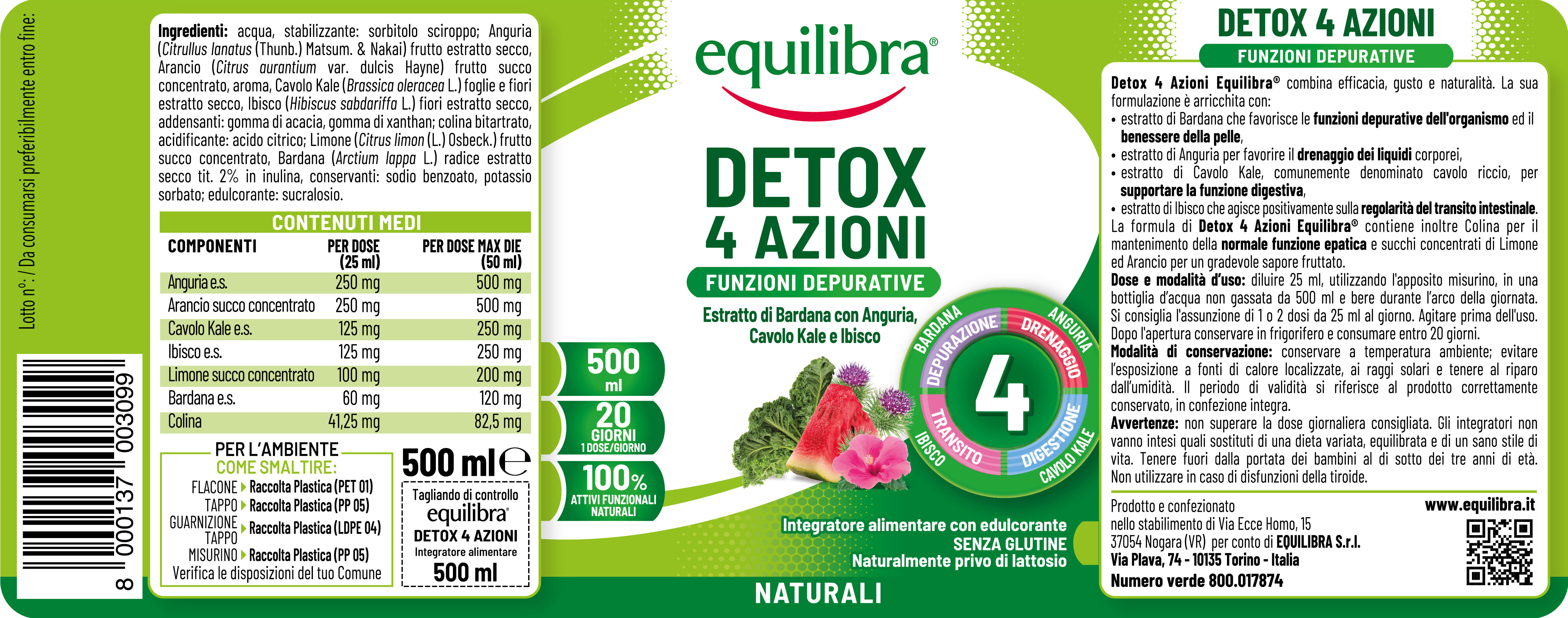 DETOX 4 AZIONI GUSTA FRUTTA 500 ML
