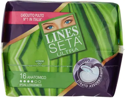 ASSORBENTE LINES SETA ULTRA ANATOMICO 16 PEZZI ASSORBENTE LINES SETA ULTRA ANATOMICO 16 PEZZI