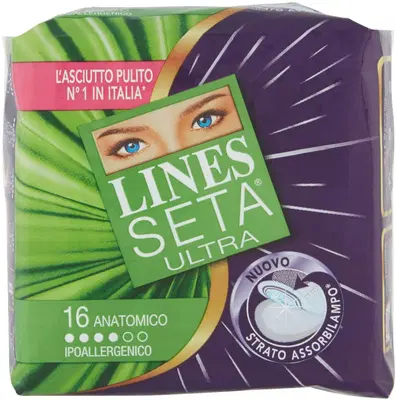 ASSORBENTE LINES SETA ULTRA ANATOMICO 16 PEZZI ASSORBENTE LINES SETA ULTRA ANATOMICO 16 PEZZI