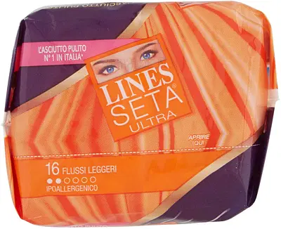 ASSORBENTE LINES SETA ULTRA LEGGERO 16 PEZZI ASSORBENTE LINES SETA ULTRA LEGGERO 16 PEZZI