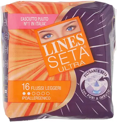 ASSORBENTE LINES SETA ULTRA LEGGERO 16 PEZZI ASSORBENTE LINES SETA ULTRA LEGGERO 16 PEZZI