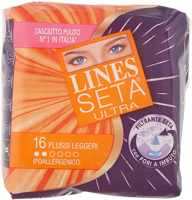 ASSORBENTE LINES SETA ULTRA LEGGERO 16 PEZZI ASSORBENTE LINES SETA ULTRA LEGGERO 16 PEZZI
