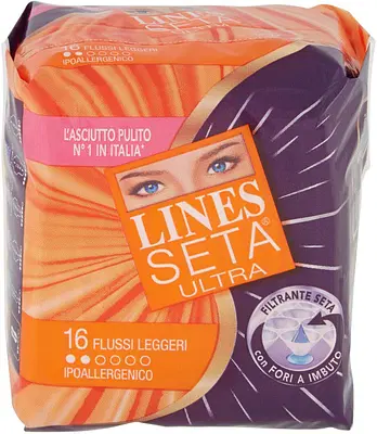 ASSORBENTE LINES SETA ULTRA LEGGERO 16 PEZZI ASSORBENTE LINES SETA ULTRA LEGGERO 16 PEZZI