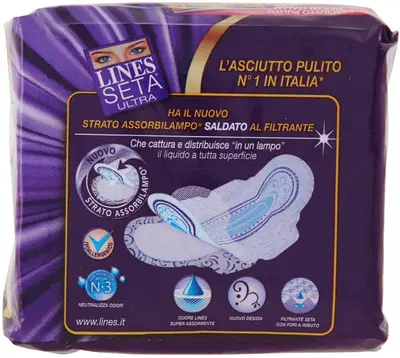 ASSORBENTE LINES SETA ULTRA LUNGO CON ALI 11 PEZZI ASSORBENTE LINES SETA ULTRA LUNGO CON ALI 11 PEZZI
