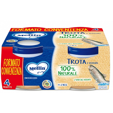 MELLIN OMOGENEIZZATO DI TROTA E VERDURE 4 X 80 G
