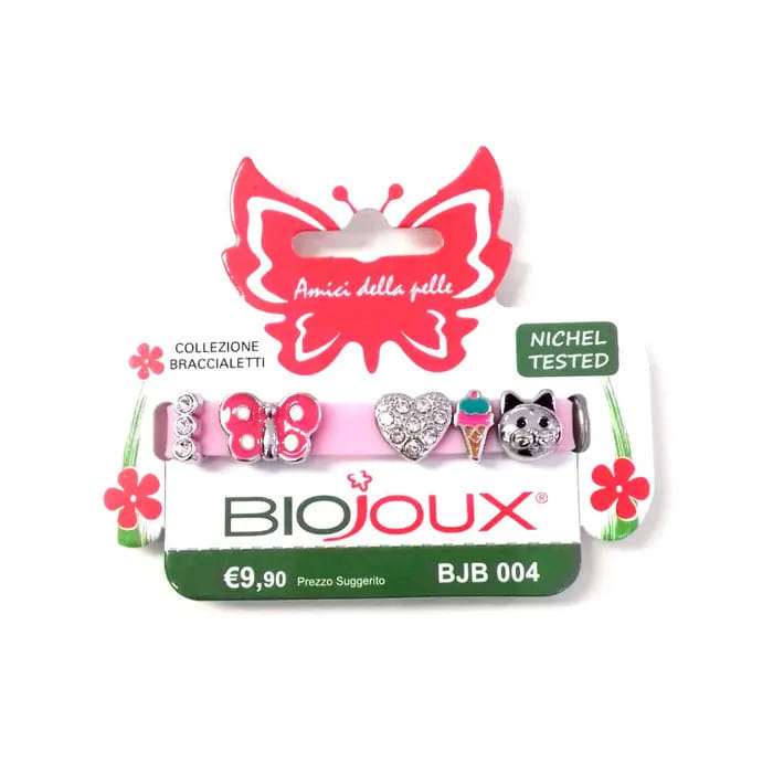 BRACCIALETTO ROSE IN SILICONE CON CHARMS DI METALLO