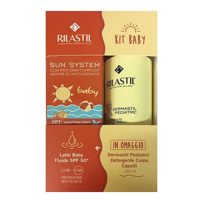 Rilastil Sun System Latte Baby Fluido 200 Ml + Dermastil Detergente 250 Ml