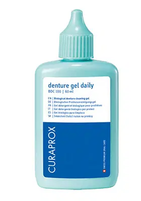 CURAPROX BDC 100 DAILY GEL PER LA PULIZIA QUOTIDIANA DELLA DENTIERA E DEGLI APPARECCHI MOBILI 60 ML 1 PEZZO CURAPROX BDC 100 DAILY GEL PER LA PULIZIA QUOTIDIANA DELLA DENTIERA E DEGLI APPARECCHI MOBILI 60 ML 1 PEZZO