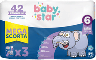 PANNOLINO BABYSTAR MEGASCORTA TAGLIA 6 42 PEZZI