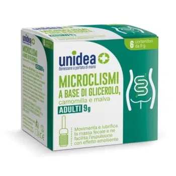 UNIDEA MICROCLISMA PER ADULTI 9G GLICEROLO CAMOMILLA E MALVA 6 PEZZI UNIDEA MICROCLISMA PER ADULTI 9G GLICEROLO CAMOMILLA E MALVA 6 PEZZI