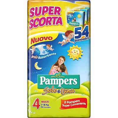 PAMPERS SOLE&LUNA TRIO MAXI 54 PEZZI PAMPERS SOLE&LUNA TRIO MAXI 54 PEZZI