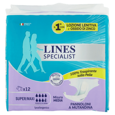 LINES SPECIALIST PANNOLONE A MUTANDA MEDIA 12 PEZZI