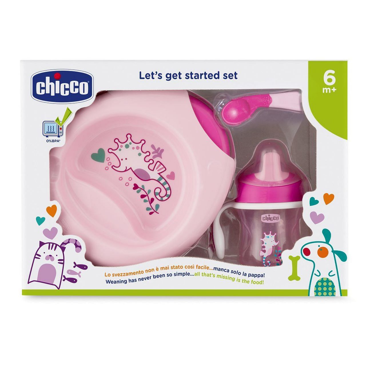 Chicco Set Pappa 6 M+ Rosa Con Cucchiaio Rosa