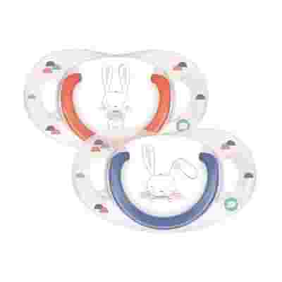 BEBE CONFORT SUCCHIETTO IN SILICONE 0/6 MESI SWEET BUNNY BLU/ROSSO 2 PEZZI