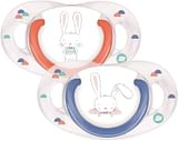 BEBE CONFORT SUCCHIETTO IN SILICONE 6/18 MESI SWEET BUNNY BLU/ROSSO 2 PEZZI