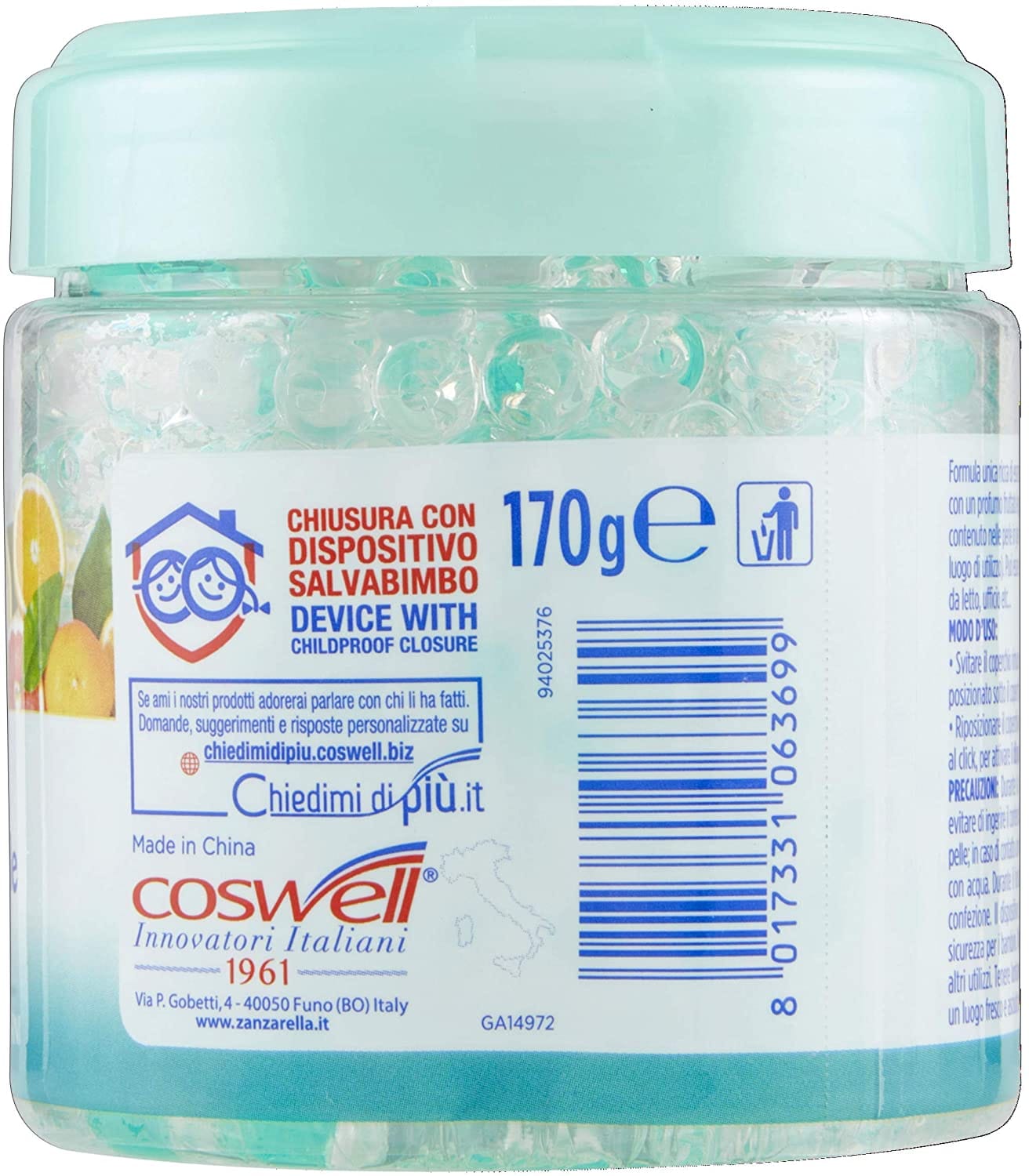 ZANZARELLA PROFUMATORE IN PERLE ESPLOSIONE AGRUMI 170 G