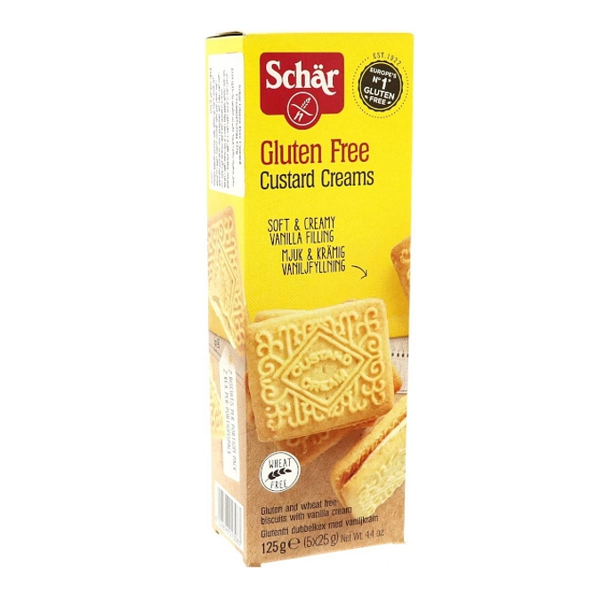 Schar Custard Cream Biscotti Con Crema Di Latte 5 Monoporzioni Da 25 G