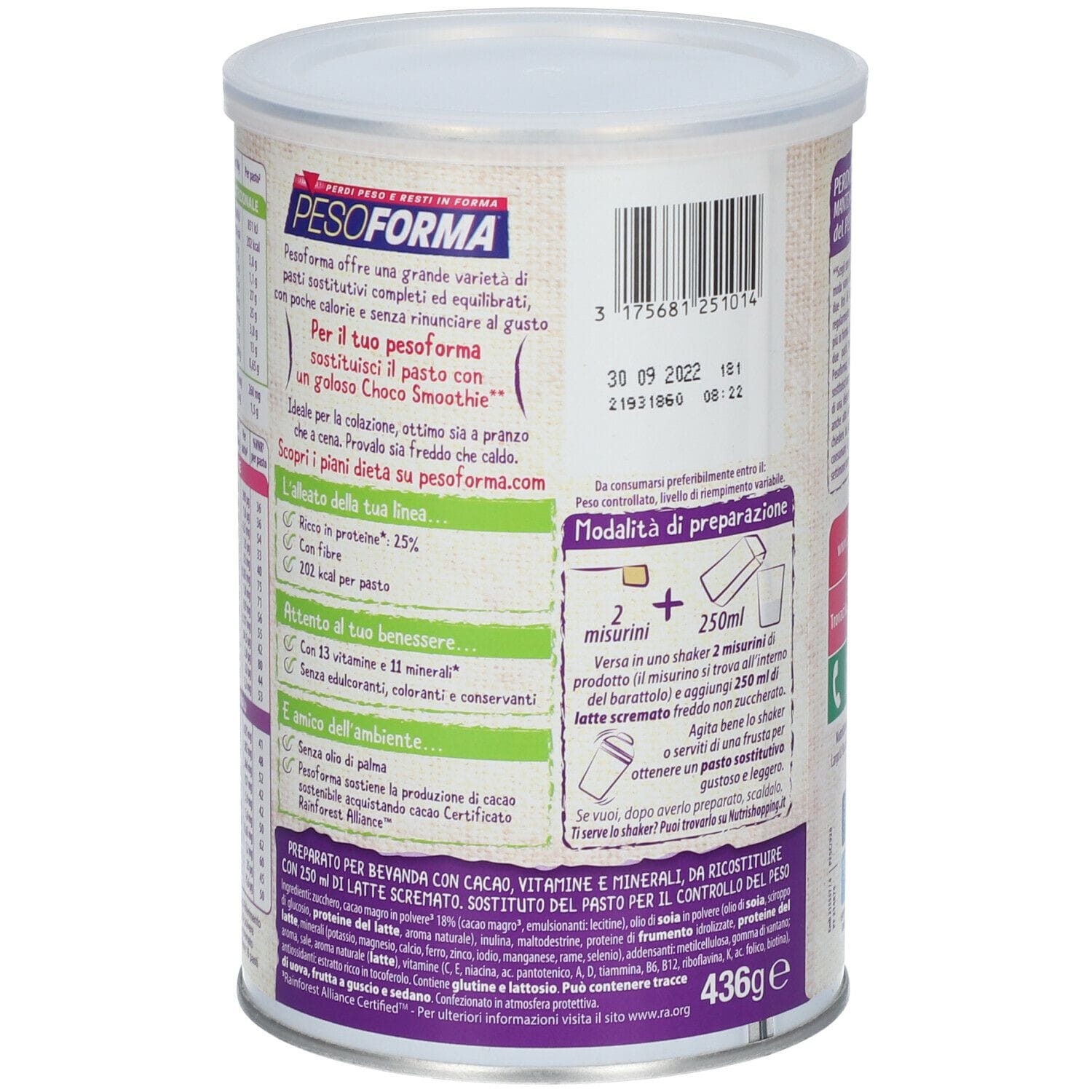 PESOFORMA CHOCO SMOOTHIE 436 G