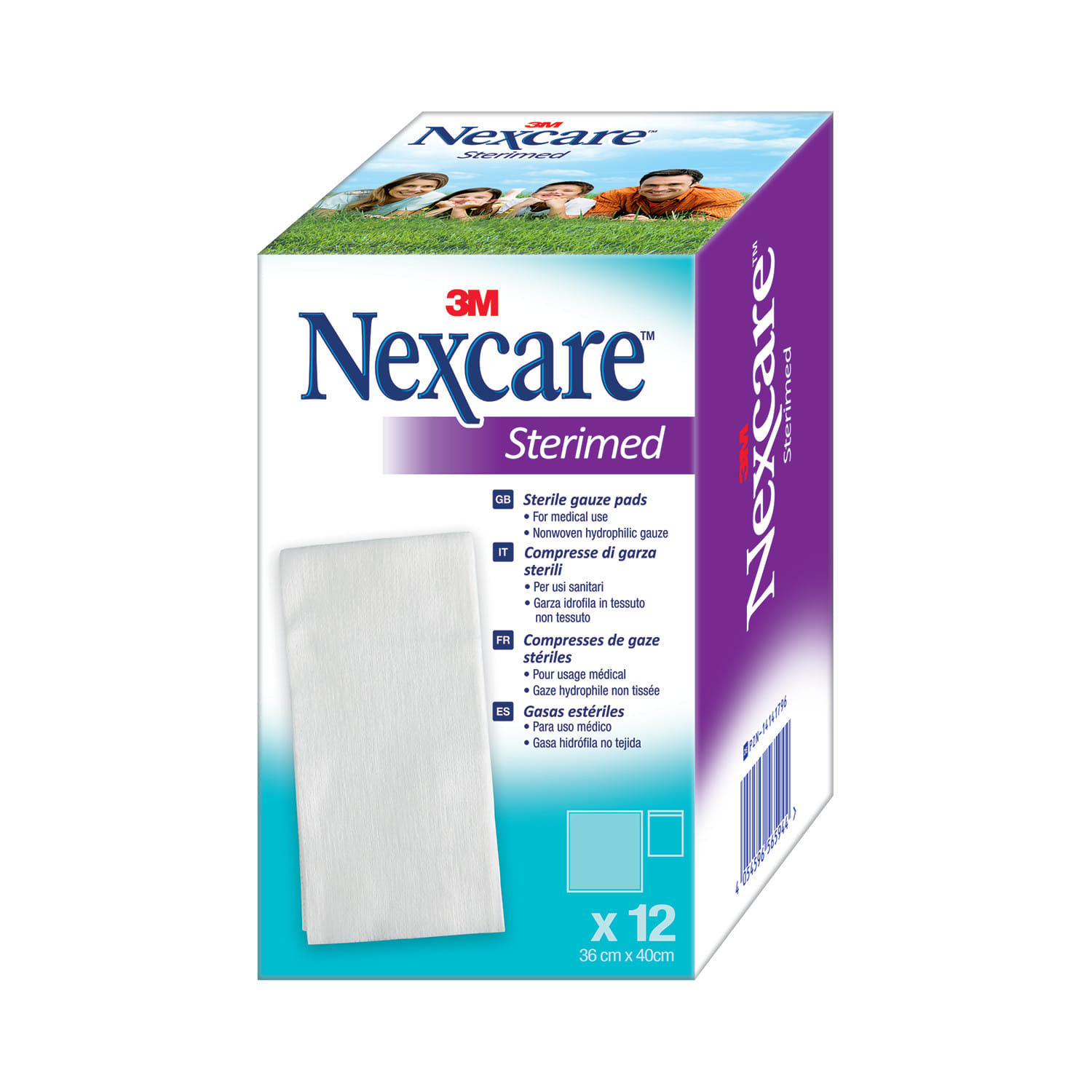 GARZA COMPRESSA NEXCARE STERIMED IN COTONE 20 FILI 36X40 CM MULTILINGUAL 12 PEZZI