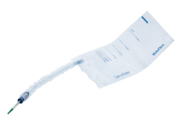 CATETERE VESCICALE AUTOLUBRIFICANTE LIQUICK X-TREME PLUS RIVESTIMENTO IDROFILO CON SACCA RACCOGLI URINA DIAMETRO CH12 LUNGHEZZA 20 CM PUNTA ERGOTHAN 2 FORI SFALSATI 30 PEZZI