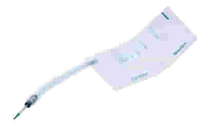 CATETERE VESCICALE AUTOLUBRIFICANTE LIQUICK X-TREME PLUS RIVESTIMENTO IDROFILO CON SACCA RACCOGLI URINA DIAMETRO CH14 LUNGHEZZA 43 CM PUNTA ERGOTHAN 2 FORI SFALSATI 30 PEZZI