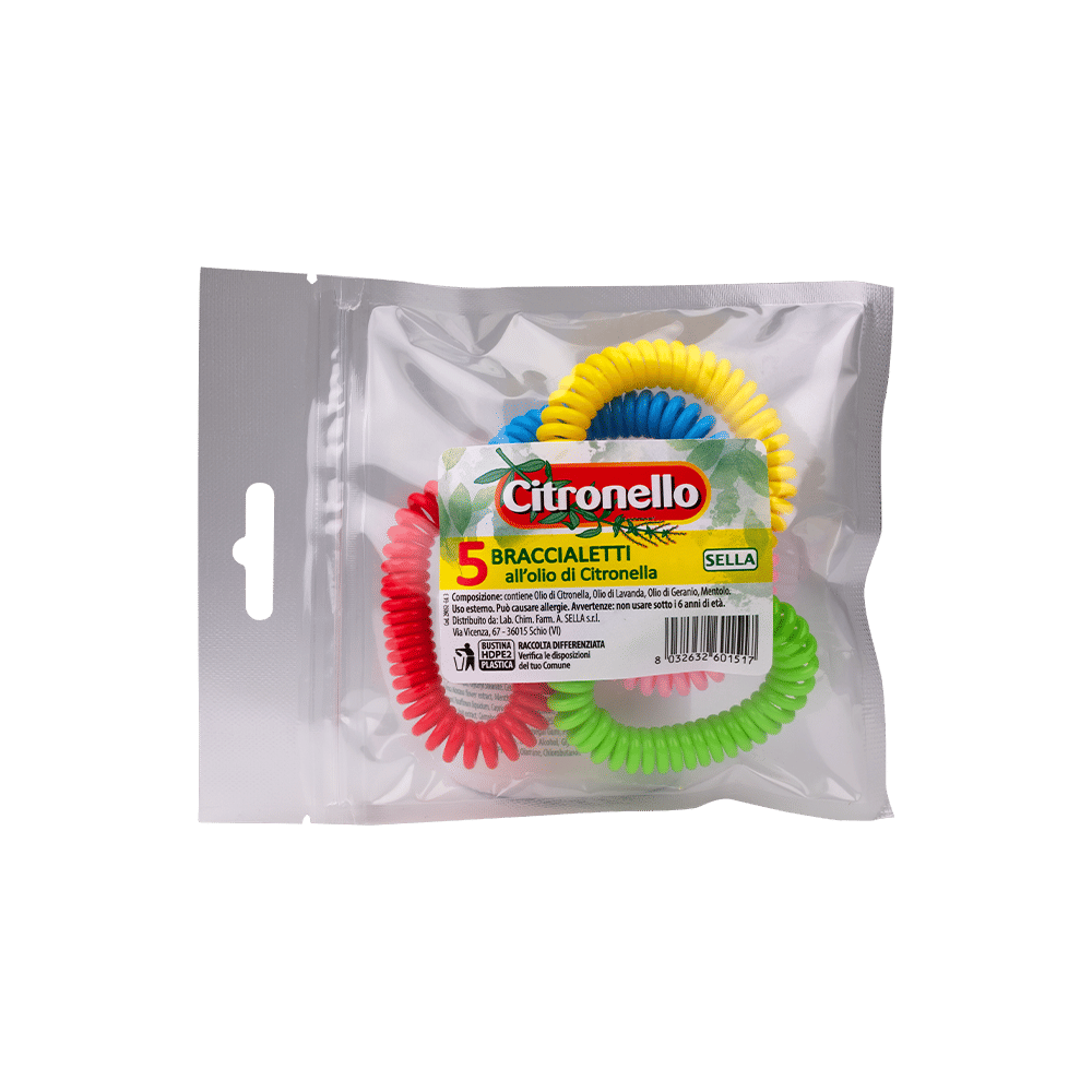CITRONELLA BRACCIALE PROTETTIVO ZANZARA 5 PEZZI