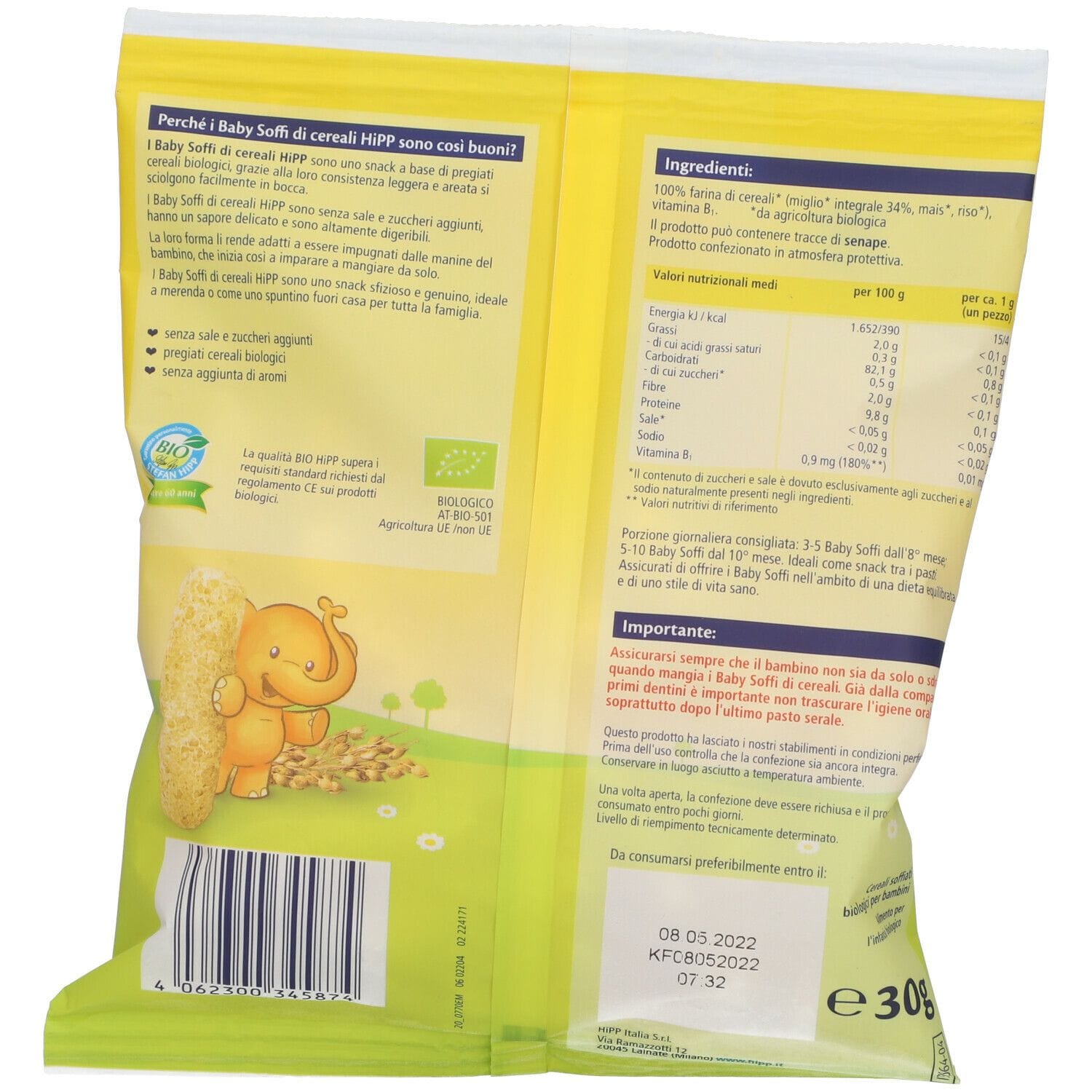 HIPP BIO BABY SOFFI DI CEREALI 30 G