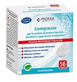 PROFAR COMPRESSE PULIZIA PROTESI DENTALI-DENTIERA-APPARECCHI ORTODONTICI 56 PEZZI