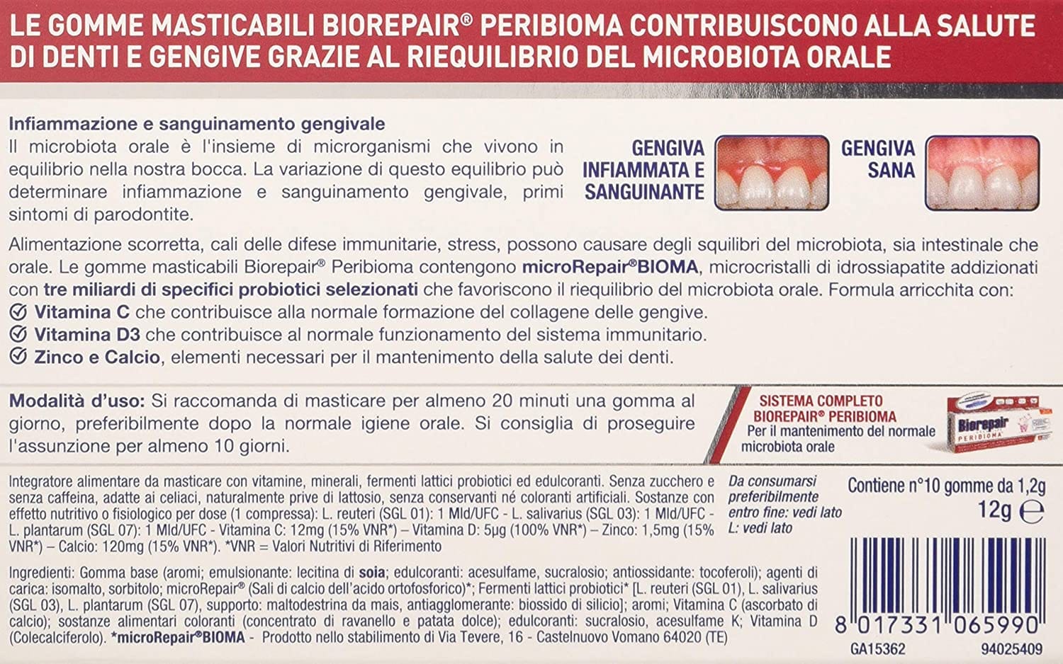 BIOREPAIR PERIBIOMA GOMME MASTICABILI 10 COMPRESSE DA 1,2 G