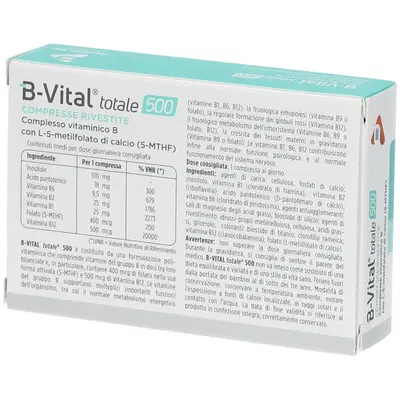 B-VITAL TOTALE 500 30 COMPRESSE B-VITAL TOTALE 500 30 COMPRESSE