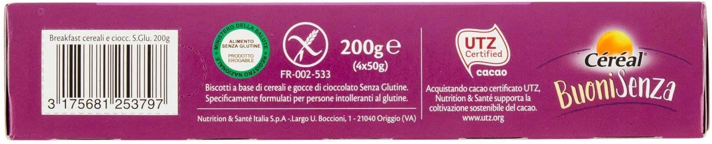CEREAL BUONI SENZA BISCOTTI BREAKFAST CEREALI E GOCCE DI CIOCCOLATO 200 G