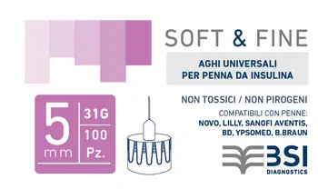 AGO PER PENNA DA INSULINA SOFT&FINE 31 GAUGE 5 MM 100 PEZZI AGO PER PENNA DA INSULINA SOFT&FINE 31 GAUGE 5 MM 100 PEZZI
