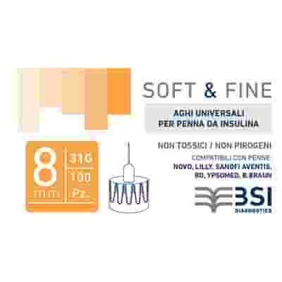AGO PER PENNA DA INSULINA SOFT&FINE 31 GAUGE 8 MM 100 PEZZI