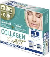 COLLAGEN ACT TRATTAMENTO VISO 2 FASI MASCHERA ANTI AGE ELASTICIZZANTE 3 PEZZI DA 15 ML + CREMA IDRATANTE LENITIVA ELASTICIZZANTE 3 PEZZI DA 5 ML
