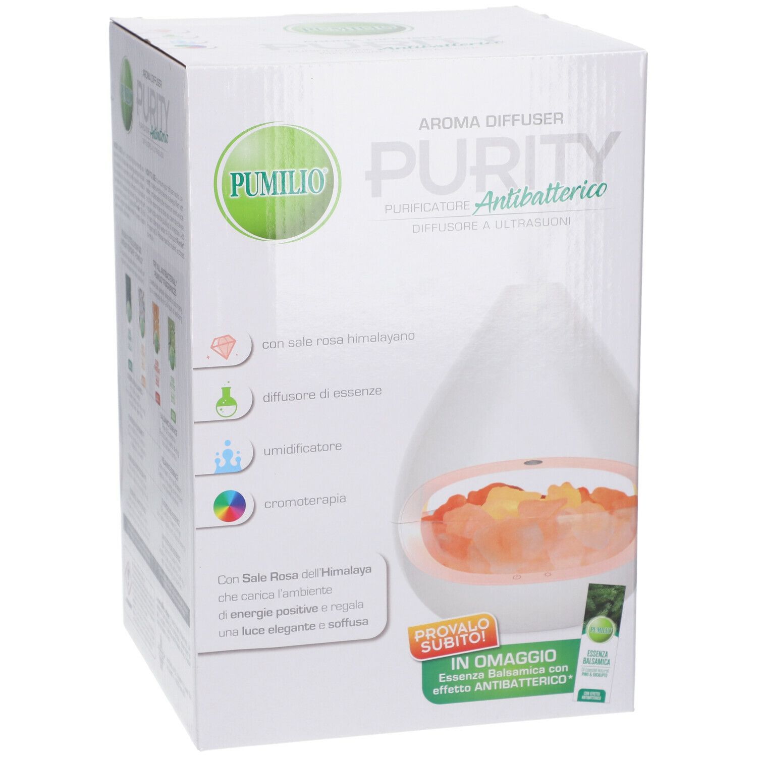 PUMILIO AROMA DIFFUSER PURITY A ULTRASUONI CON ESSENZA BALSAMICA CON EFFETTO ANTIBATTERICO