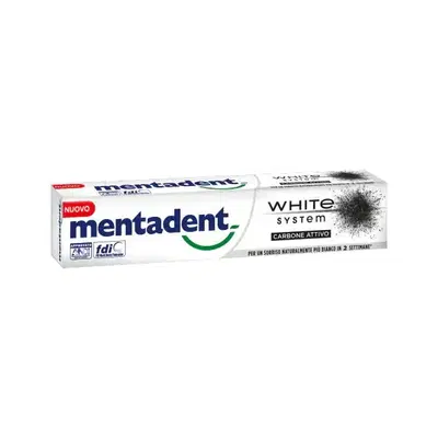 MENTADENT WHITE SYSTEM CHARCOAL 75 ML MENTADENT WHITE SYSTEM CHARCOAL 75 ML