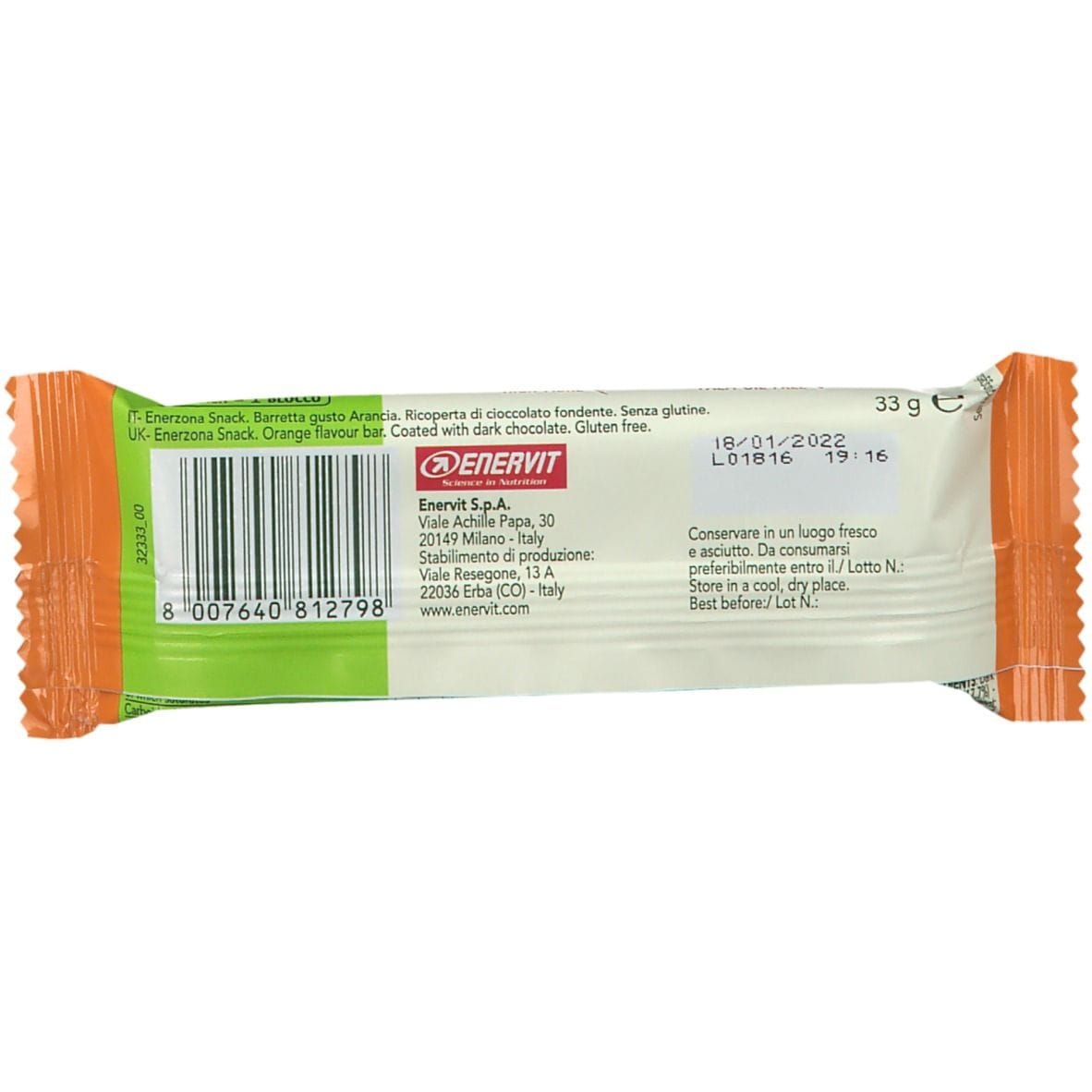 ENERZONA SNACK ORANGE 33 G