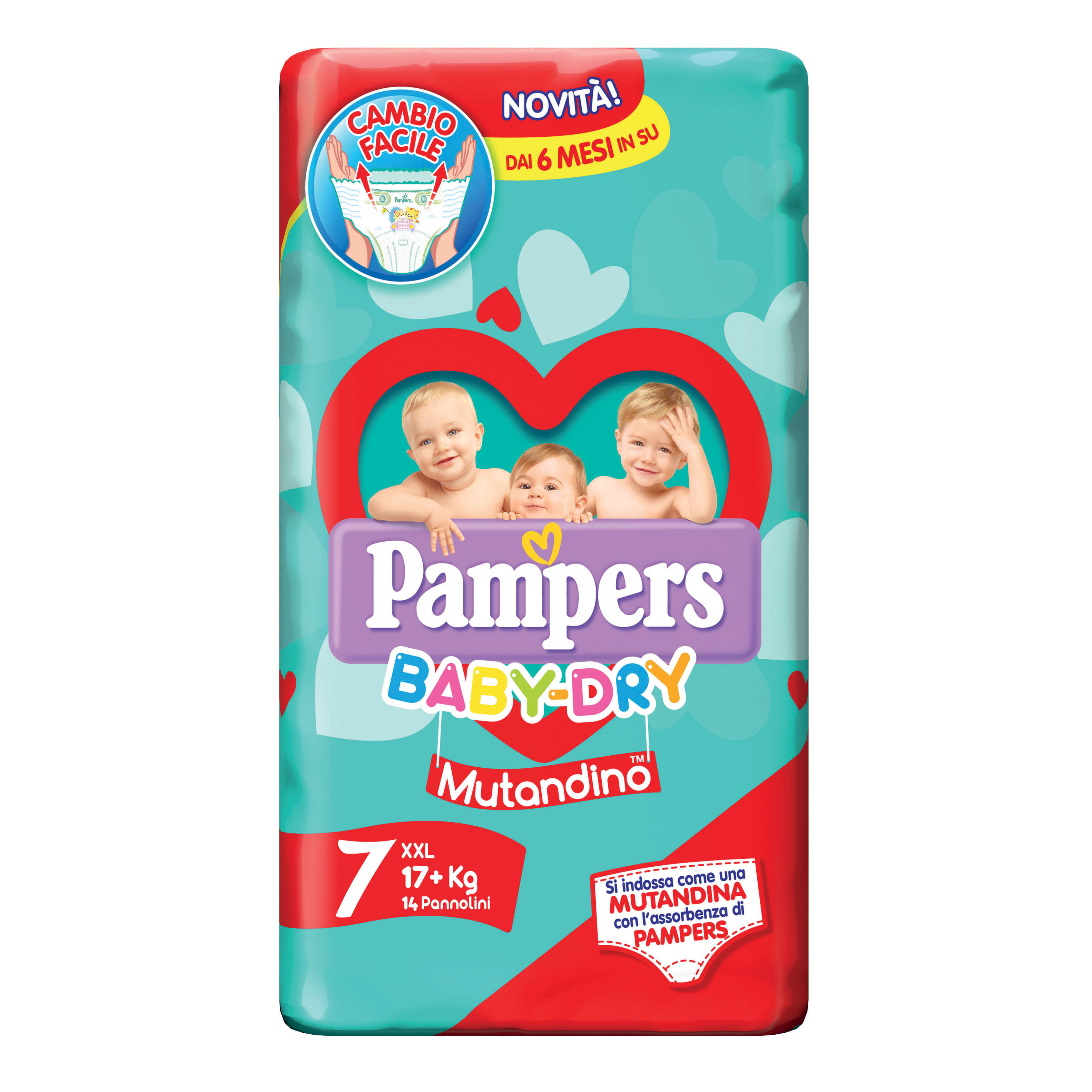 PAMPERS BABY DRY PANNOLINI A MUTANDINA TAGLIA XXL 14 PEZZI