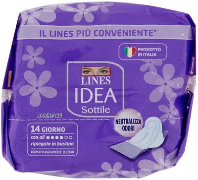 LINES IDEA ASSORBENTE SOTTILE RIPIEGATO CON ALI 14 PEZZI LINES IDEA ASSORBENTE SOTTILE RIPIEGATO CON ALI 14 PEZZI