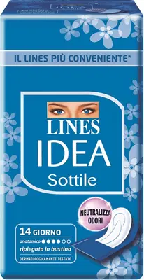 LINES IDEA ASSORBENTE SOTTILE RIPIEGATO ANATOMICO 14 PEZZI LINES IDEA ASSORBENTE SOTTILE RIPIEGATO ANATOMICO 14 PEZZI