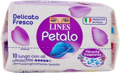 LINES PETALO BLU ASSORBENTE LUNGO CON ALI 10 PEZZI LINES PETALO BLU ASSORBENTE LUNGO CON ALI 10 PEZZI