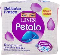 LINES PETALO BLU ASSORBENTE LUNGO CON ALI 10 PEZZI