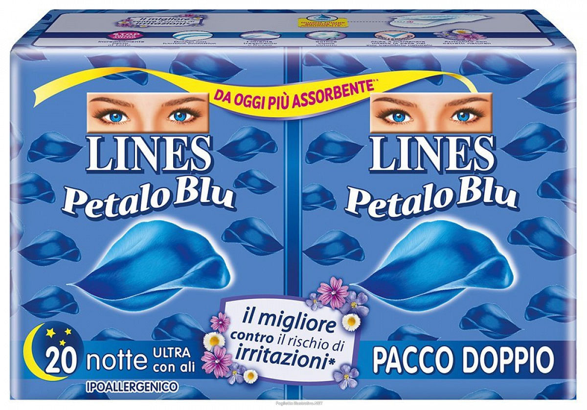 Lines Petalo Blu Assorbente Notte 18 Pezzi