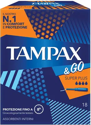 TAMPAX &GO ASSORBENTE INTERNO SUPER PLUS 18 PEZZI TAMPAX &GO ASSORBENTE INTERNO SUPER PLUS 18 PEZZI