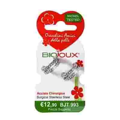BJT993 ORECCHINI CRYS HALF STAINLESS STEEL