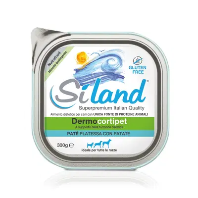SILAND DERMOCORTIPET UMIDO CANE PLATESSA/PATATA 300 G SILAND DERMOCORTIPET UMIDO CANE PLATESSA/PATATA 300 G