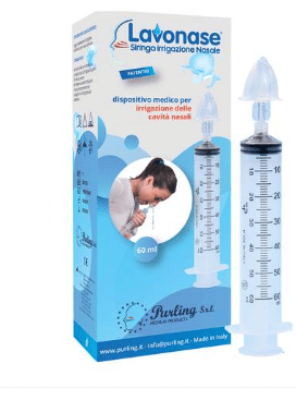 LAVONASE IRRIGAZIONE NASALE NON STERILE SIRINGA 60 ML + LUER-LOCK CON CAPPUCCIO + UGELLO NASALE CON RACCORDO LUER-LOCK + PERFORATORE CON VALVOLA NON RITORNO CON TAPPO