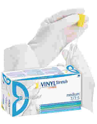 GUANTO VINILE STRETCH SENZA POLVERE BIANCO OPACO AMBIDESTRO S 100 PEZZI